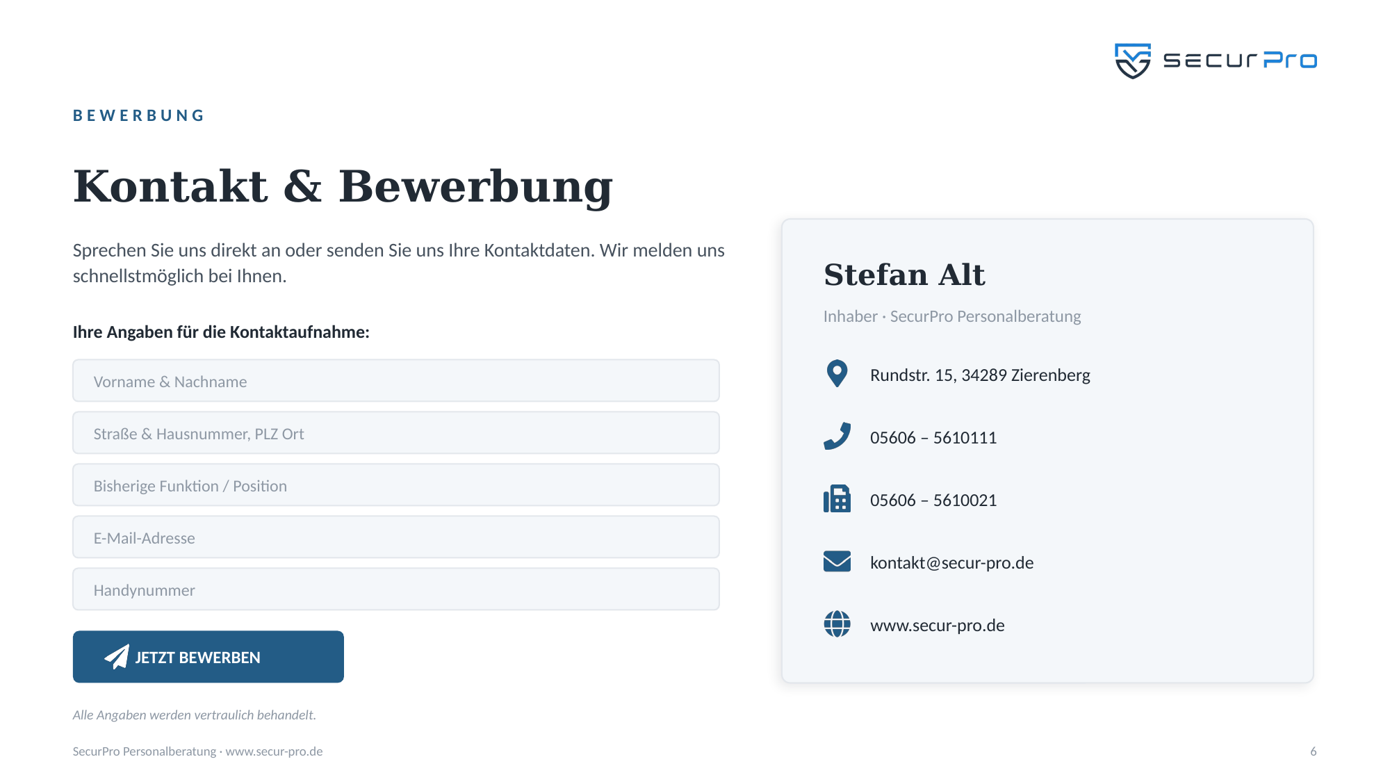 Kontakt & Bewerbung